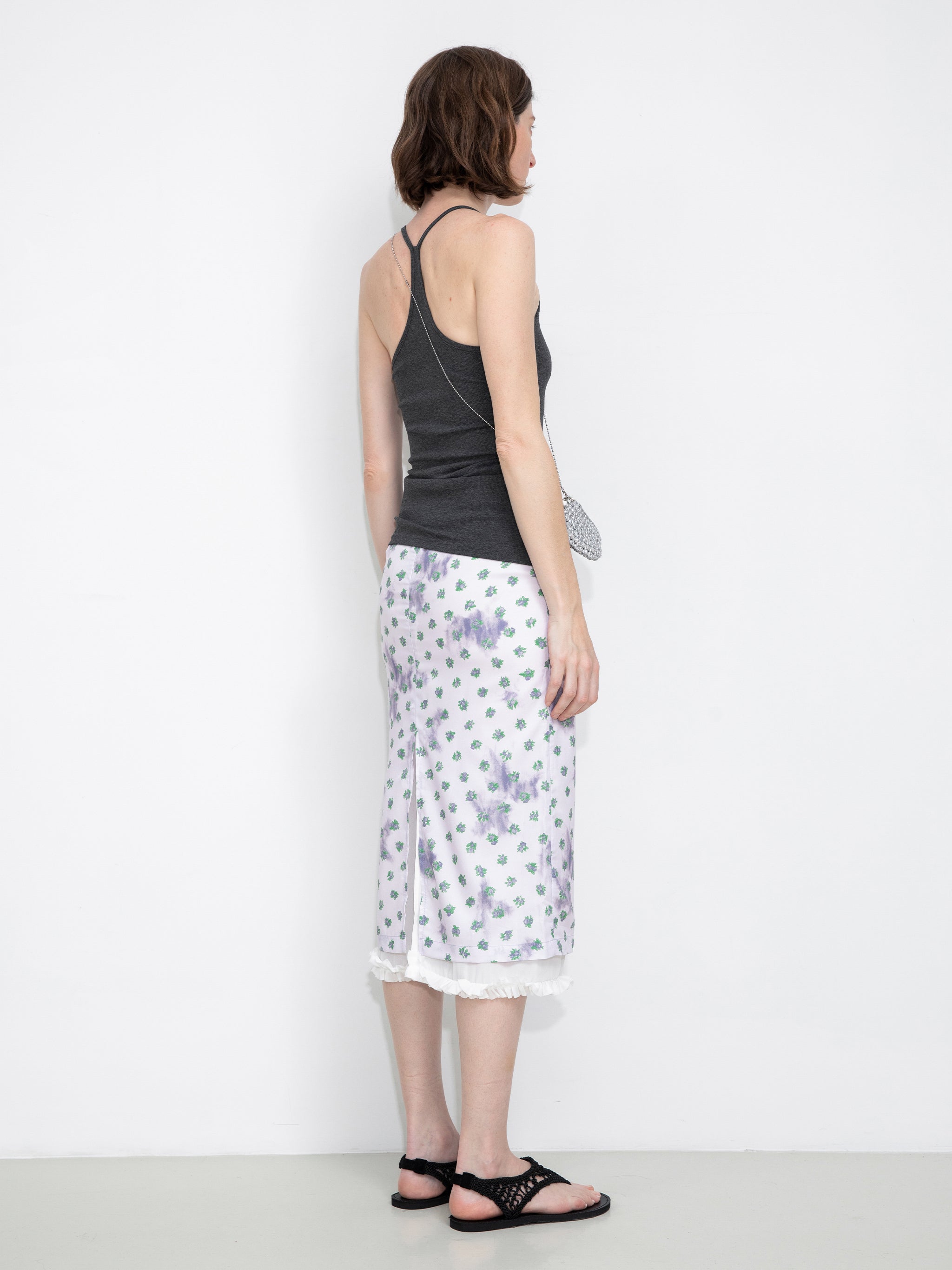 Lace Patchwork Floral Printed Skirt-10