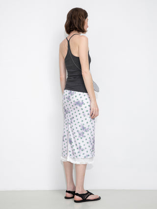 Lace Patchwork Floral Printed Skirt