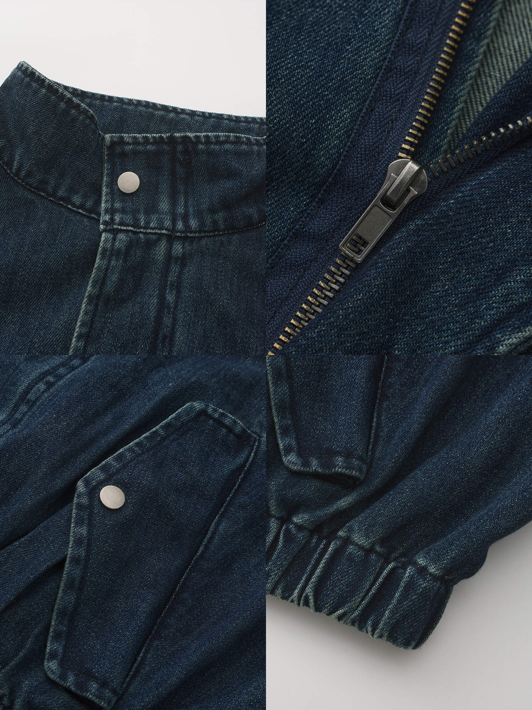 ONE BY CUBIC Funnel Neck Denim Jacket-12