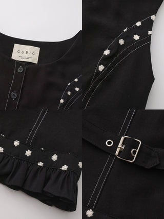 Buttoned Sleeveless Color-Block Lace Vest