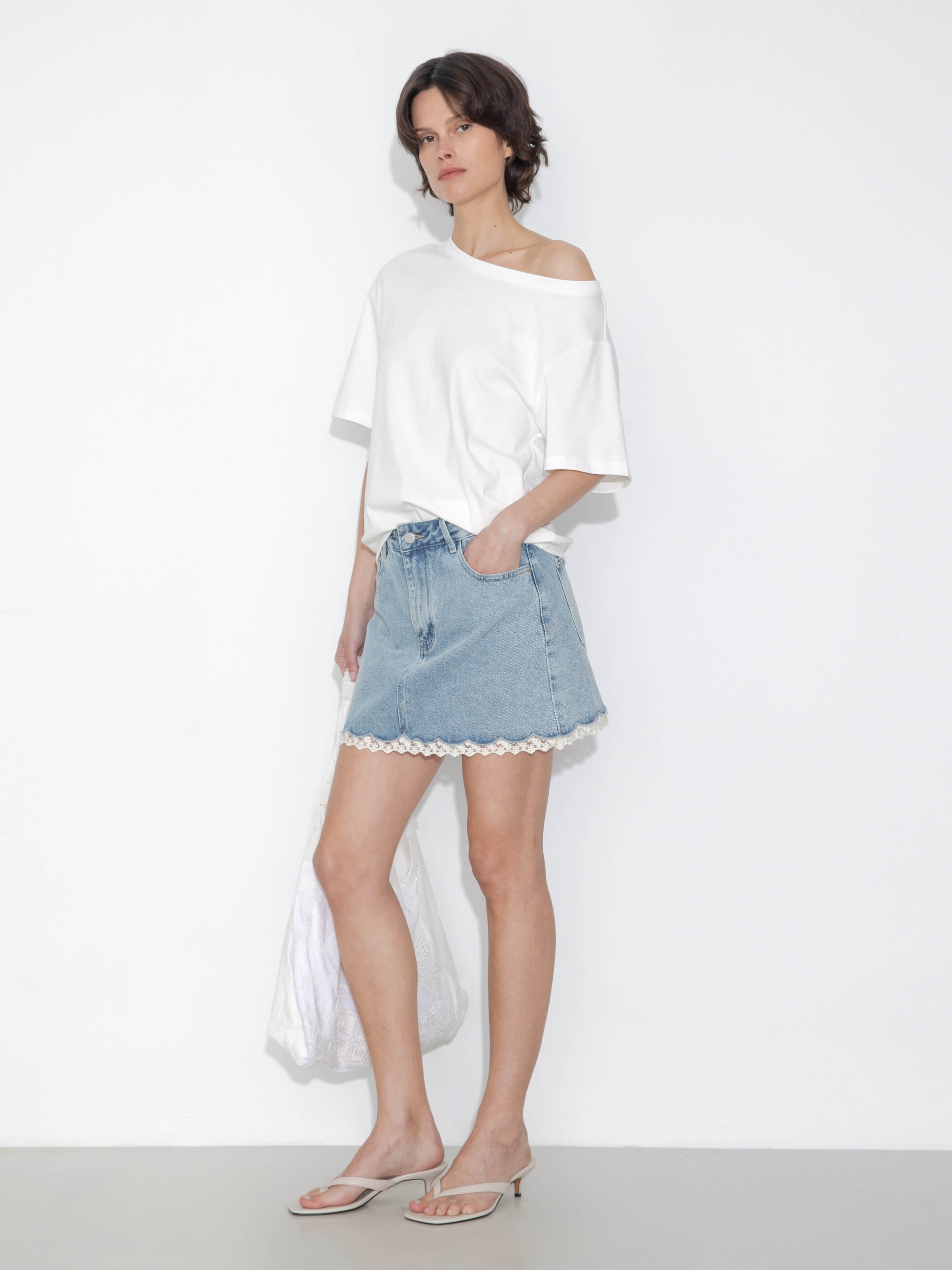 C by CUBIC Embroidered Off-Shoulder T-Shirt-11