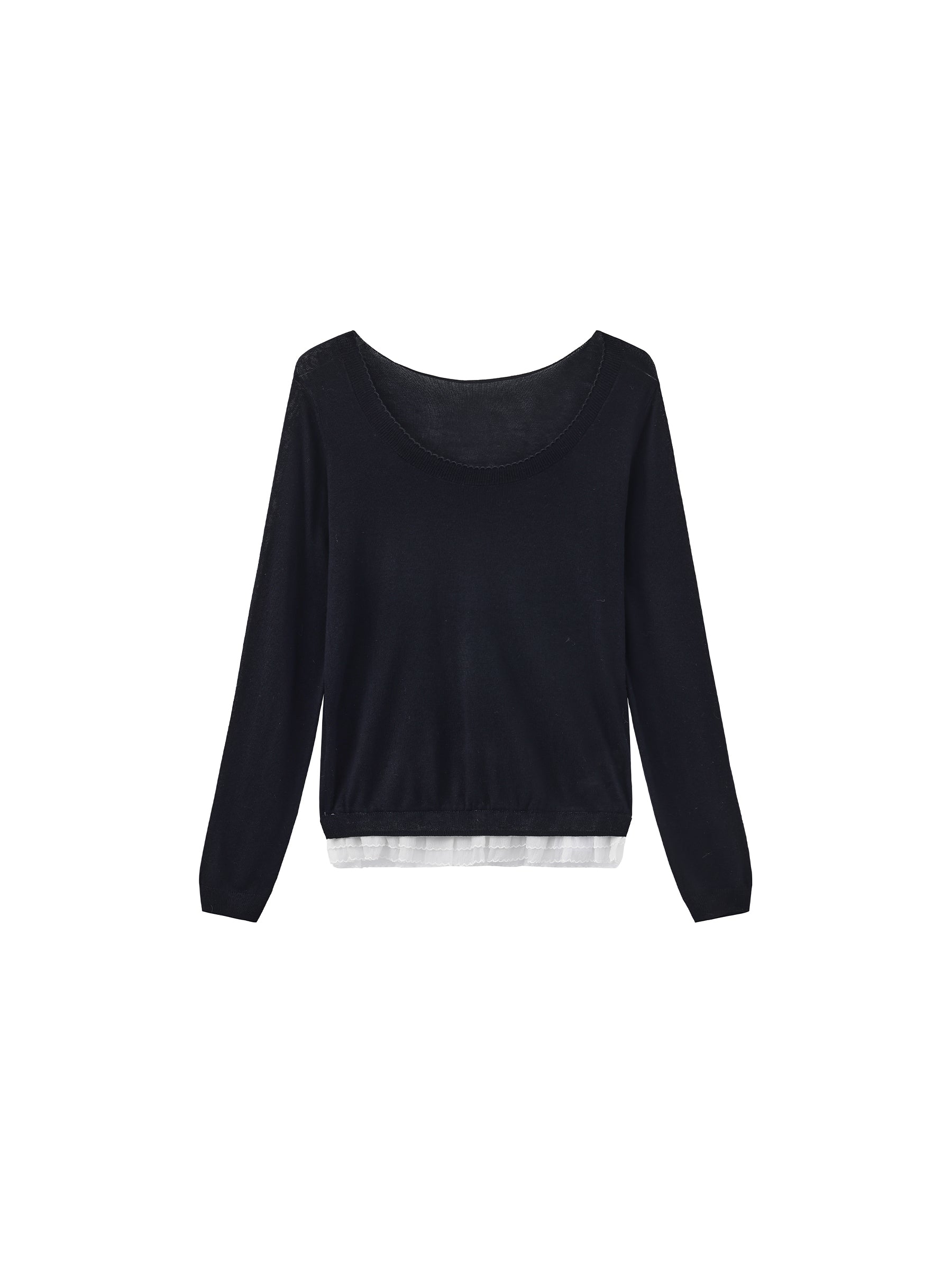 CUBIC Lace Trim Cropped Knit Top-11