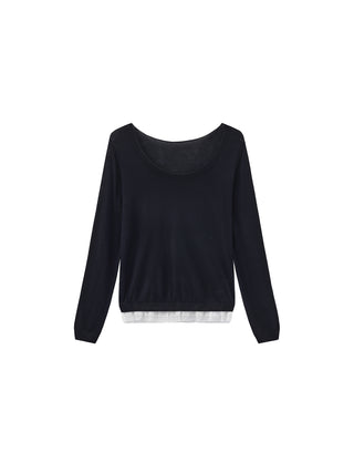 CUBIC Lace Trim Cropped Knit Top