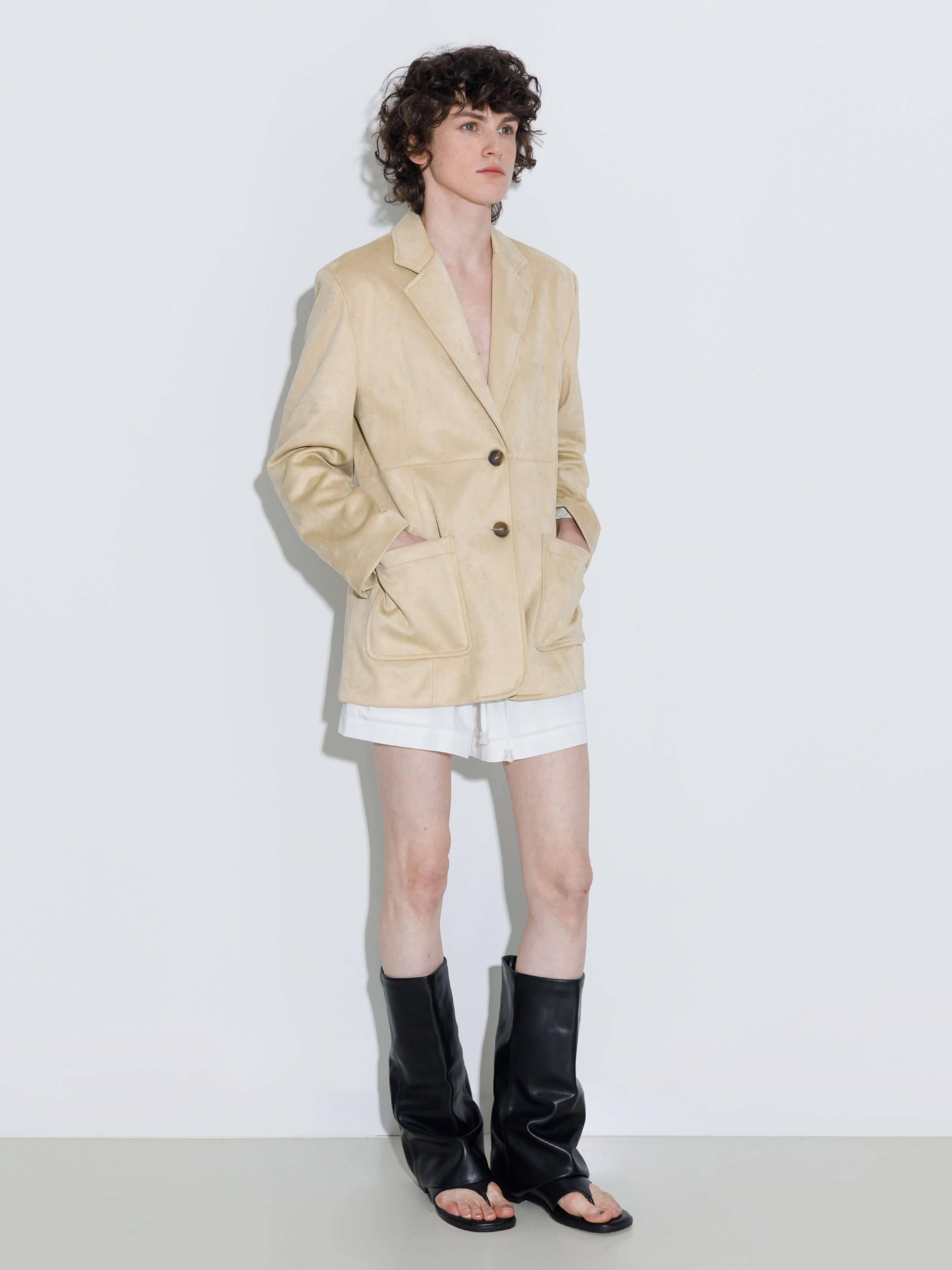 ONE BY CUBIC Silky Tailored Suede Jacket-10