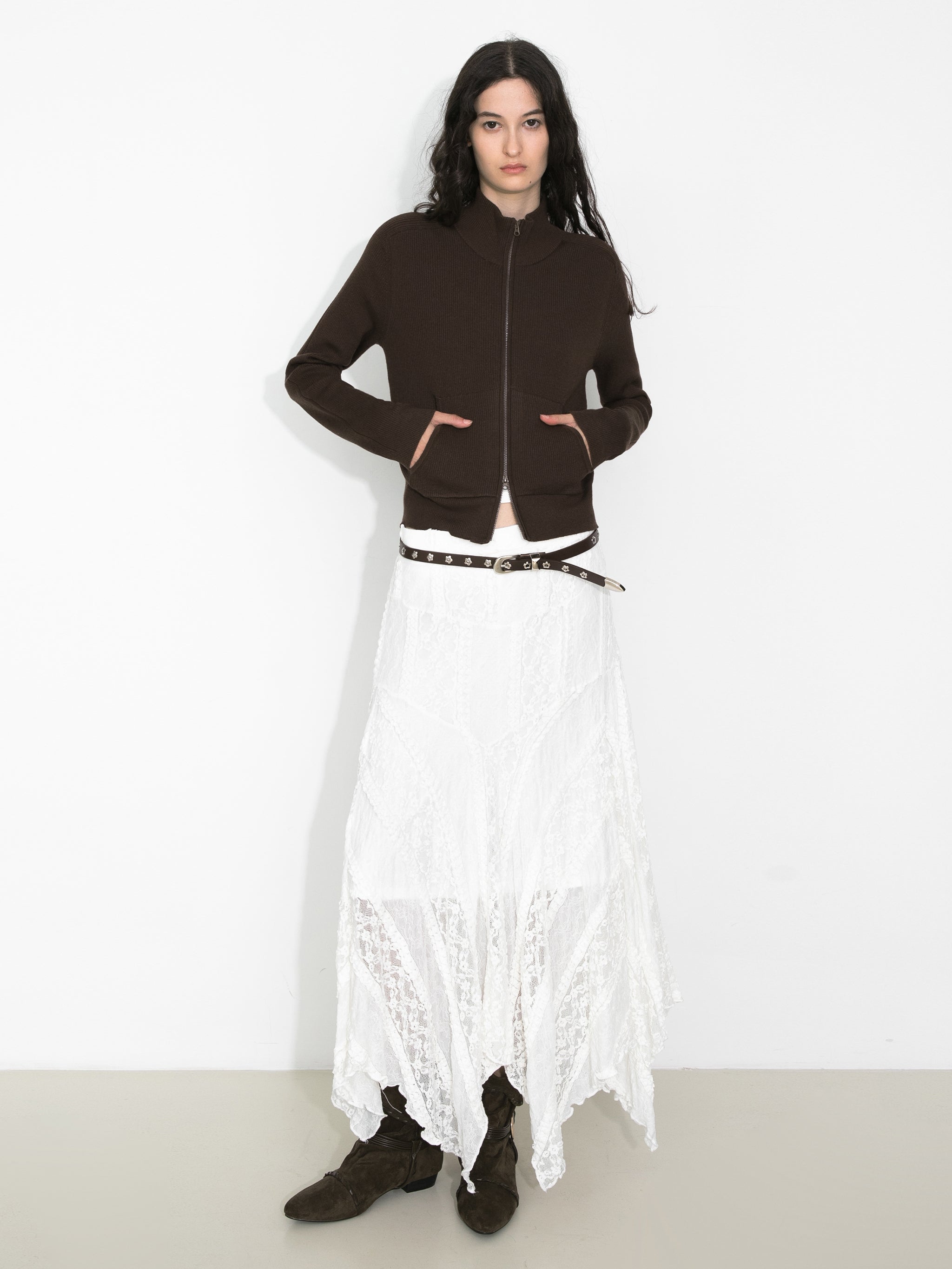Two-Way Zip Layered Knit Jacket-11