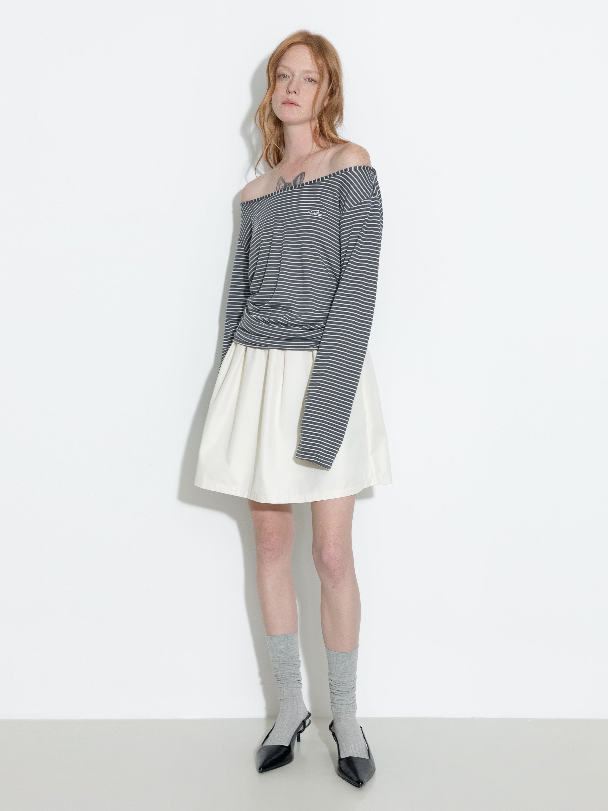A-line Skirt with Cotton blend-11
