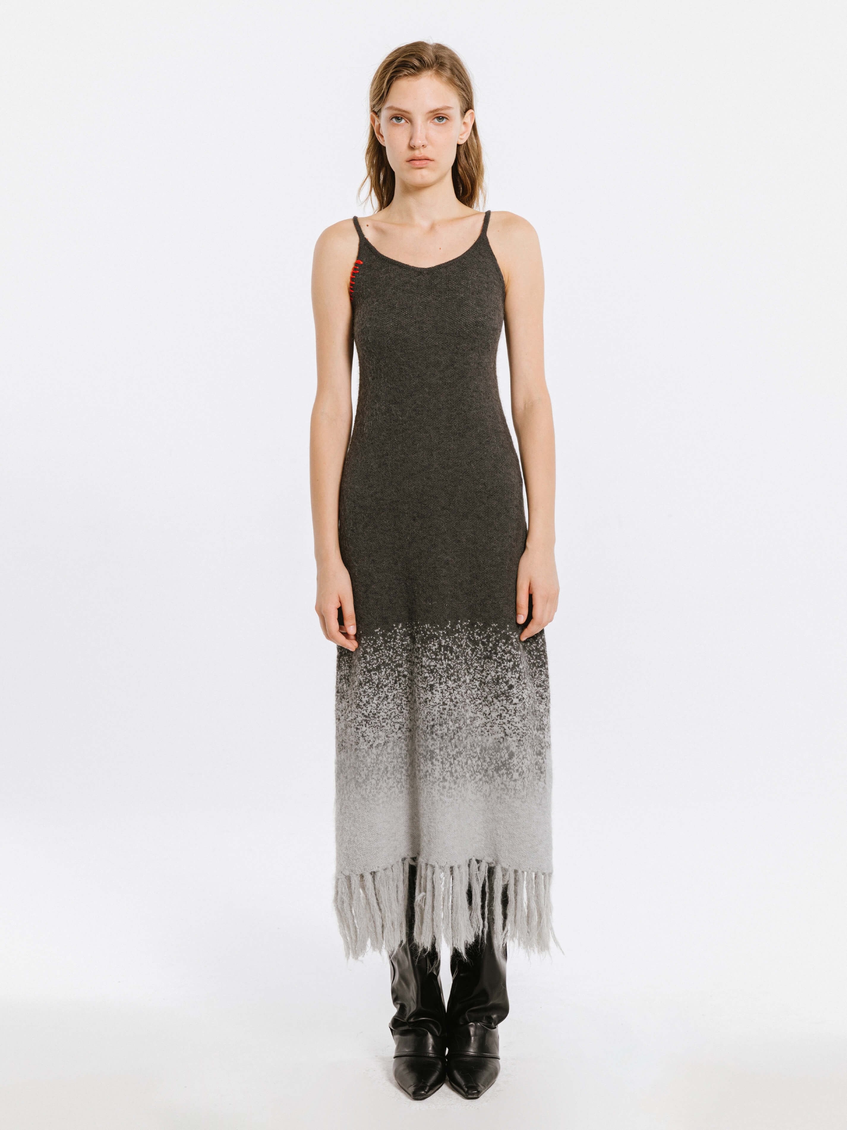 Gradient Knitted Maxi Dress with Wool Blend-11