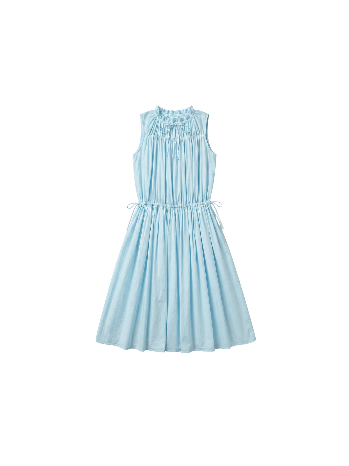 CUBIC 100% Cotton Sleeveless Gathered Maxi Dress-11
