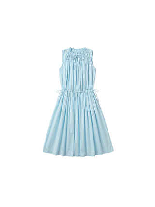CUBIC 100% Cotton Sleeveless Gathered Waist Maxi Dress