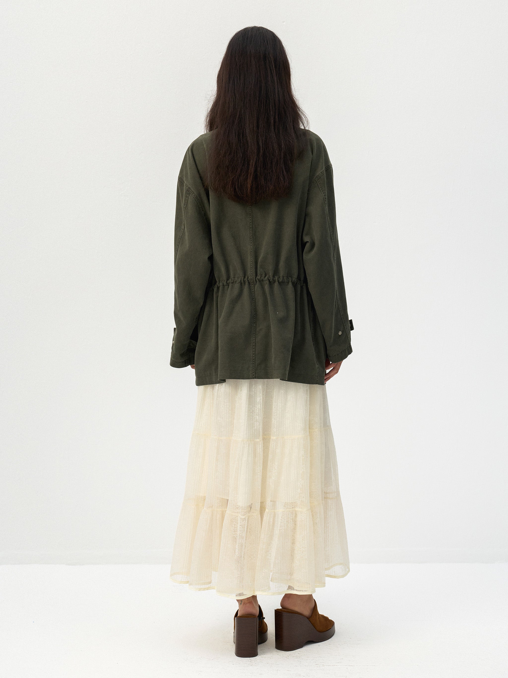 CUBIC Drawstring Waist Cargo Field Jacket-11