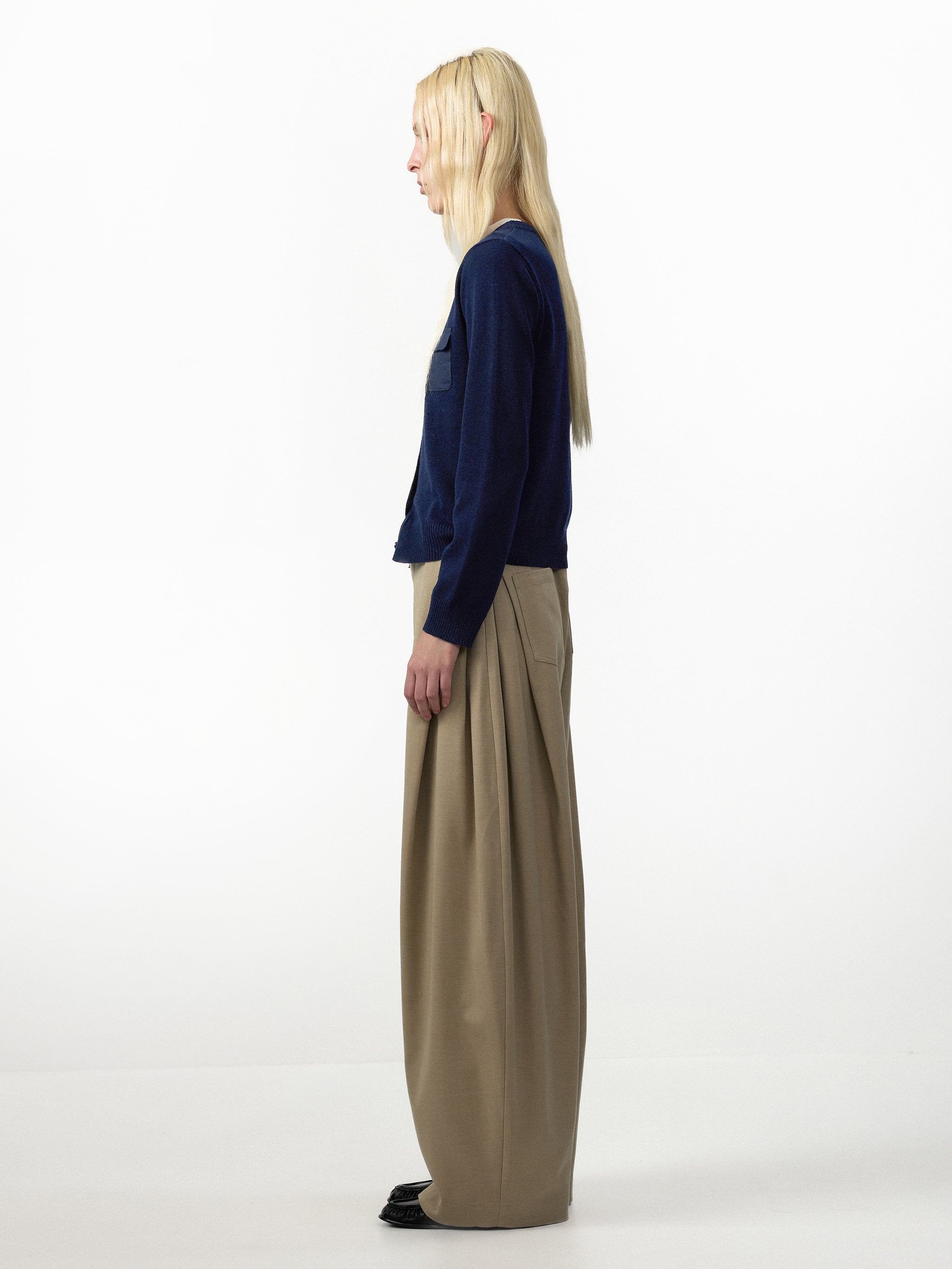 CUBIC Wool Blend Wide Leg Trousers-11