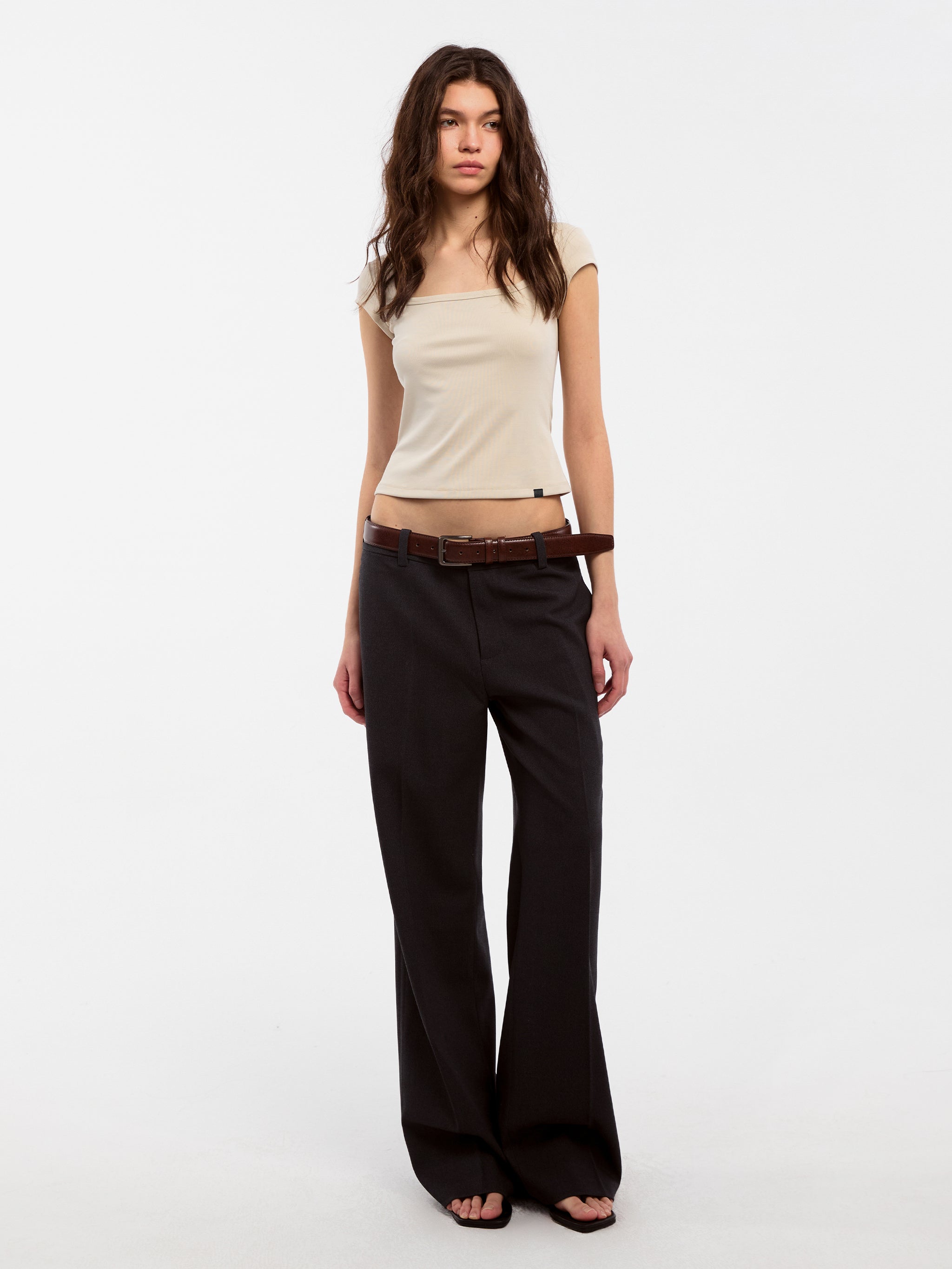 CUBIC Modal Square Neck Short-sleeved T-shirt-11