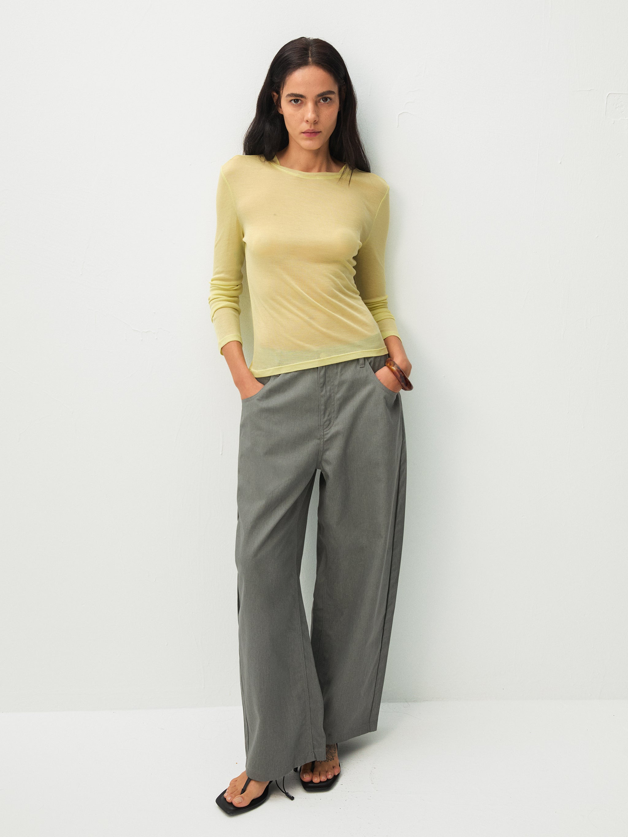100% Cotton Draped Oversized Wide-Leg Casual Pants-11