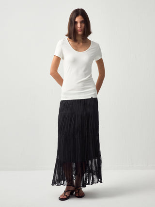 CUBIC Textured A-Line Embroidered Skirt(Pre order: 7 days)