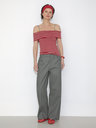 Striped Off-Shoulder Short-Sleeve Top