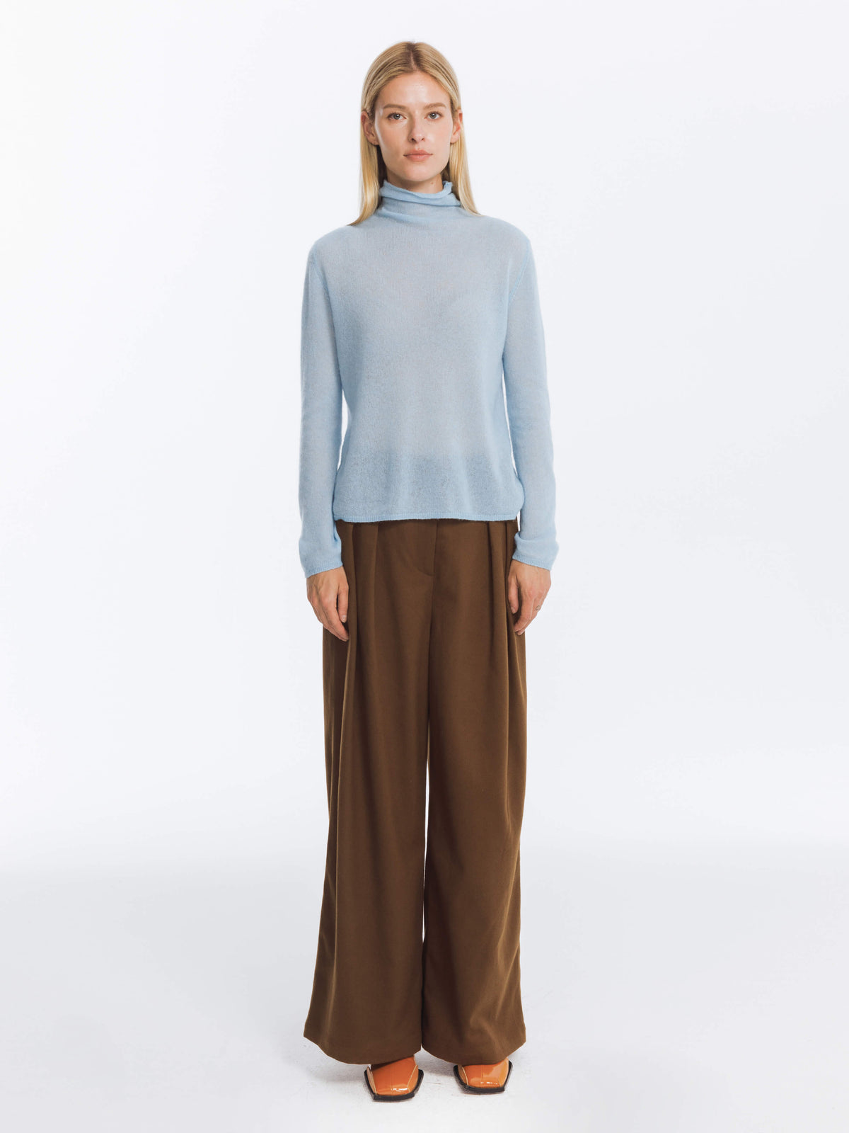 Wide Leg Double Pleated Trousers-8