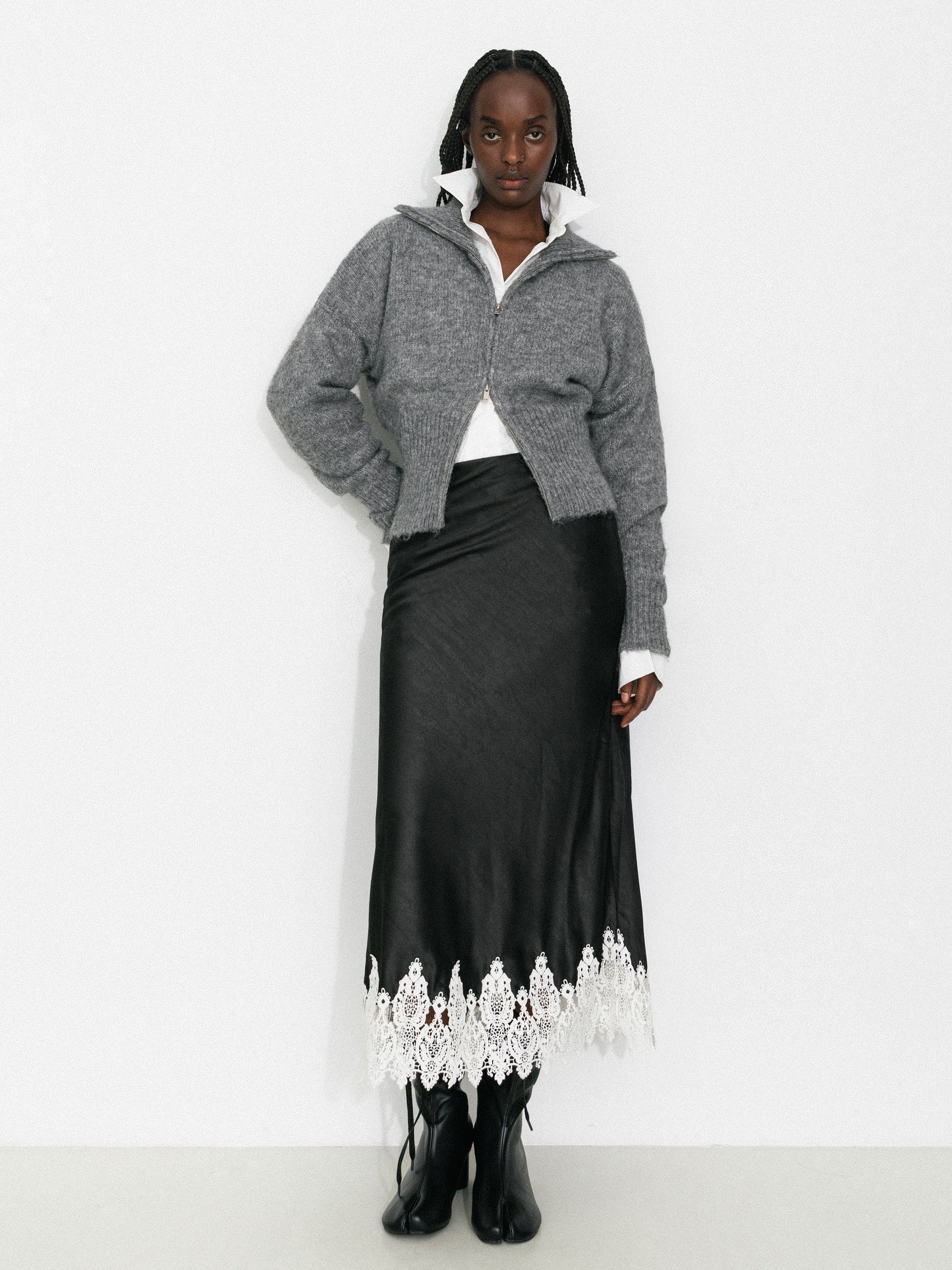 Retro Stand Collar Zip-Up Cardigan-11
