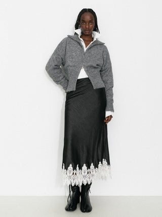 Retro Stand Collar Zip-Up Cardigan