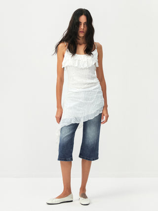 CUBIC Textured Ruffle Neck Lace Strap Camisole