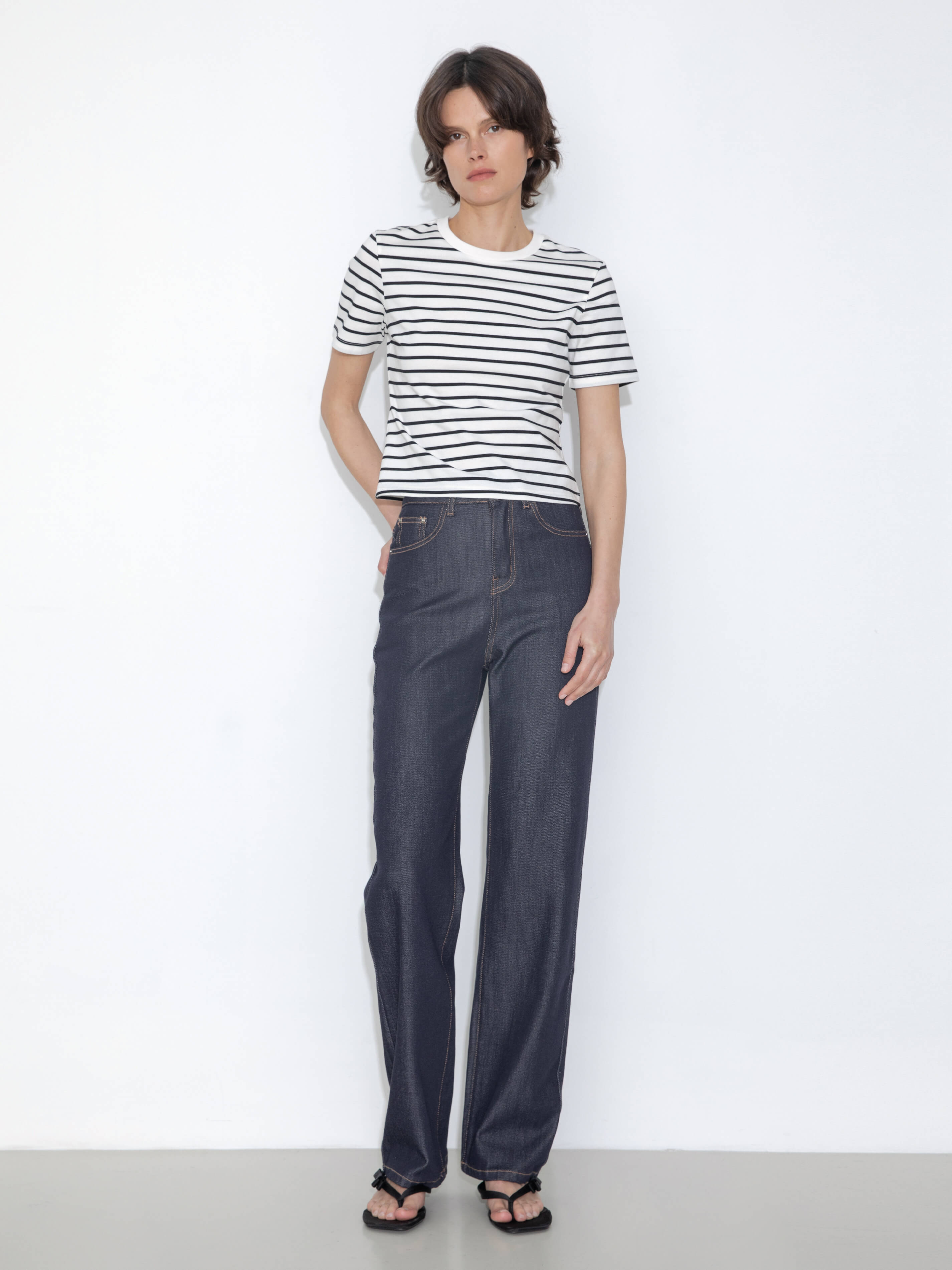 C by CUBIC Striped Basic Cotton T-Shirt-12