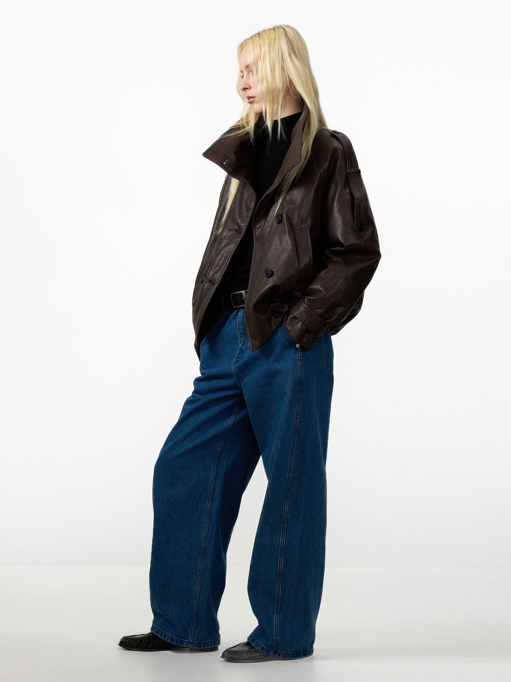 CUBIC Faux Leather Down Jacket-11