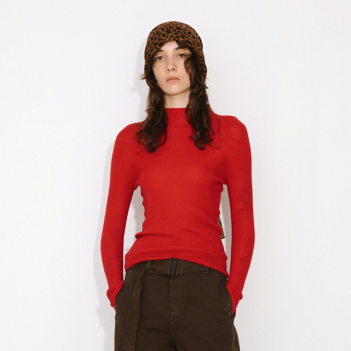 CUBIC 100% Wool Mock‑Neck Fitted Knit Top-11