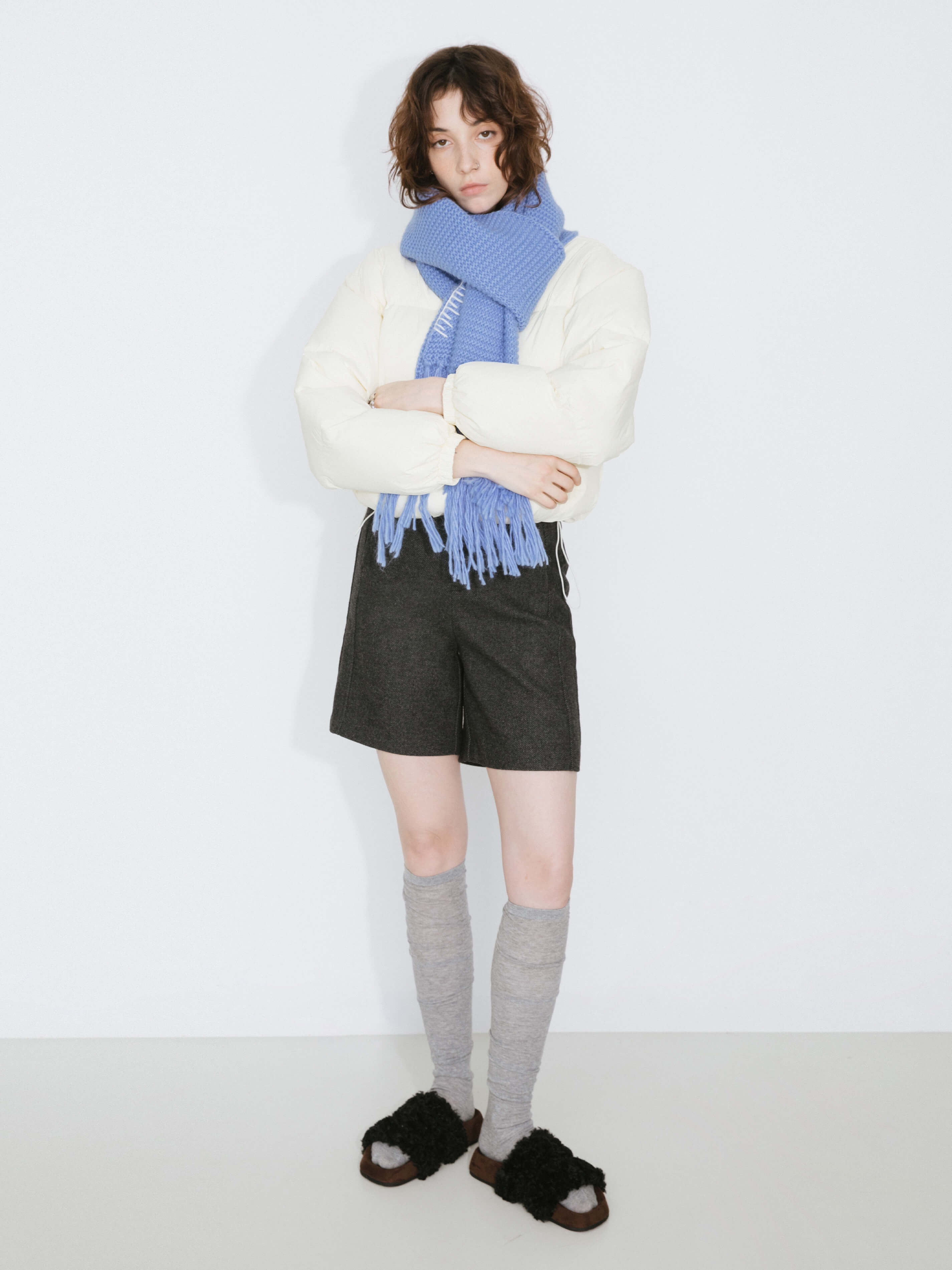 Cropped High Neck Down Coat-12