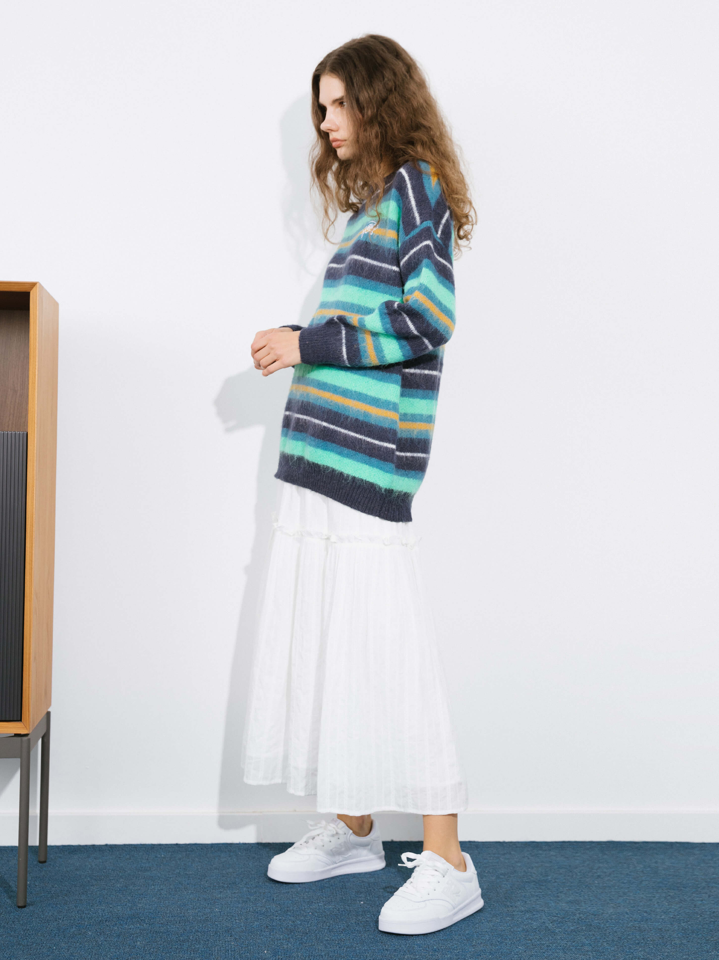Fluffy Striped Oversized Knit Sweater-11