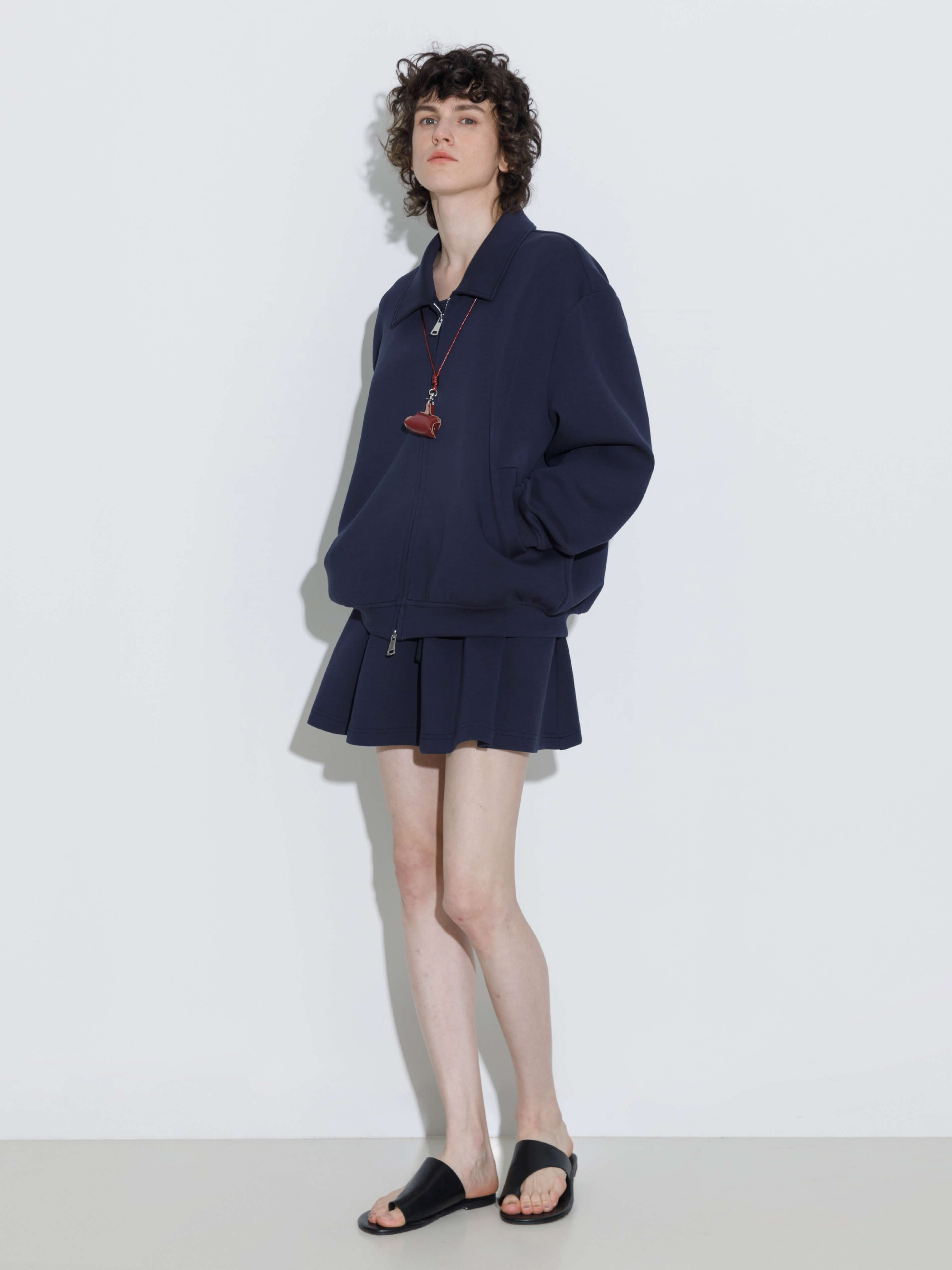 Drawstring Waist A-line Sweat Skirt-9