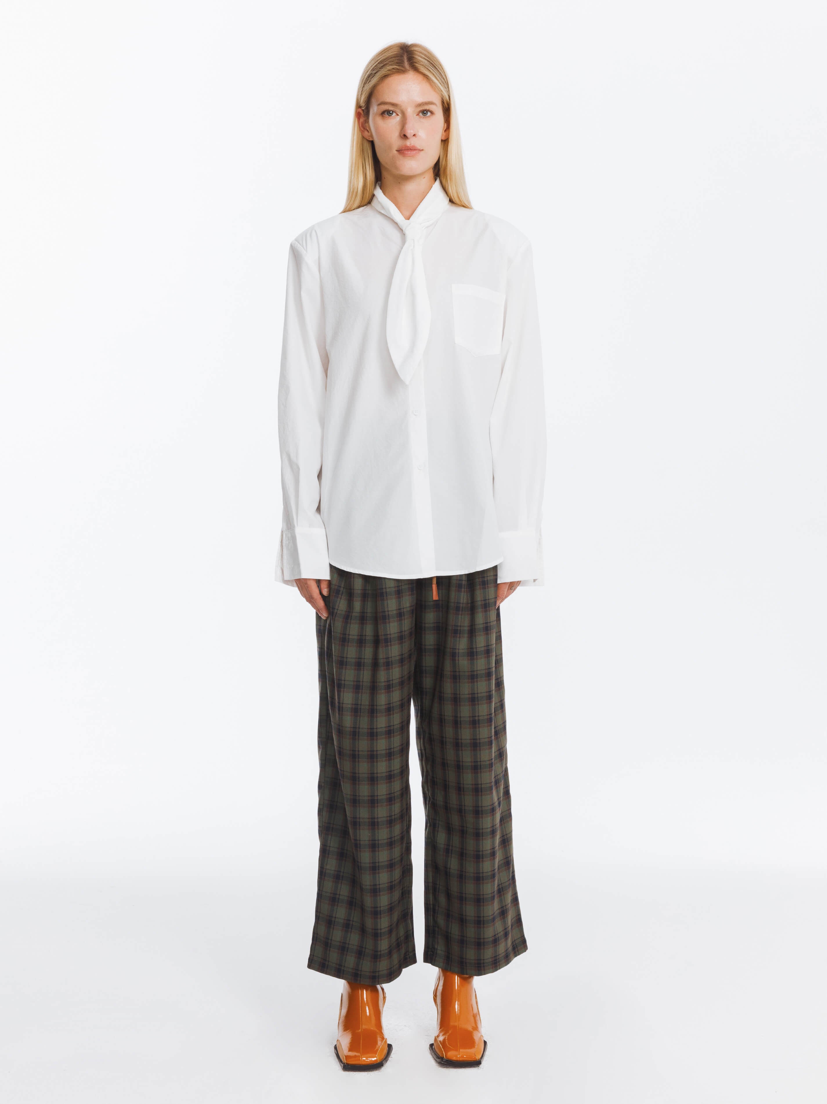 Wide Leg Tartan Casual Trousers-11