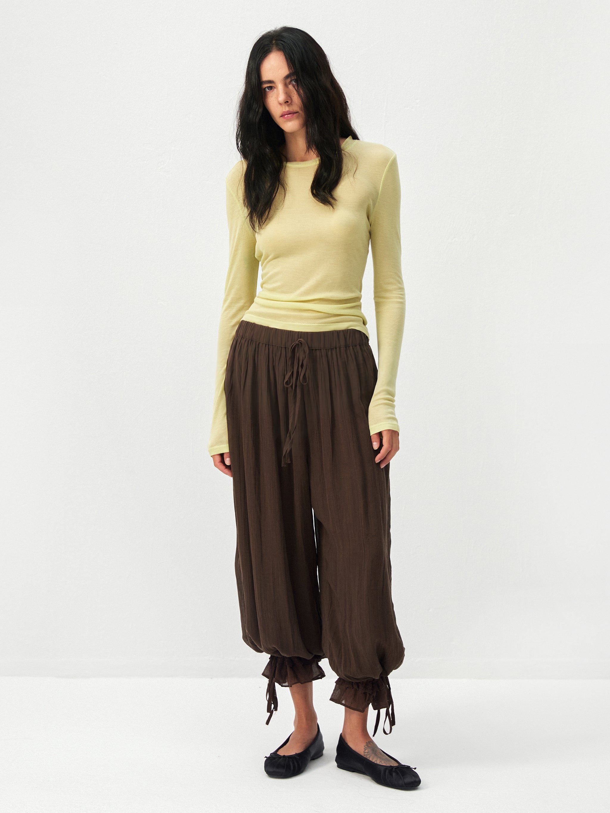CUBIC  Lyocell Lace Ruffled  Balloon Pants-10