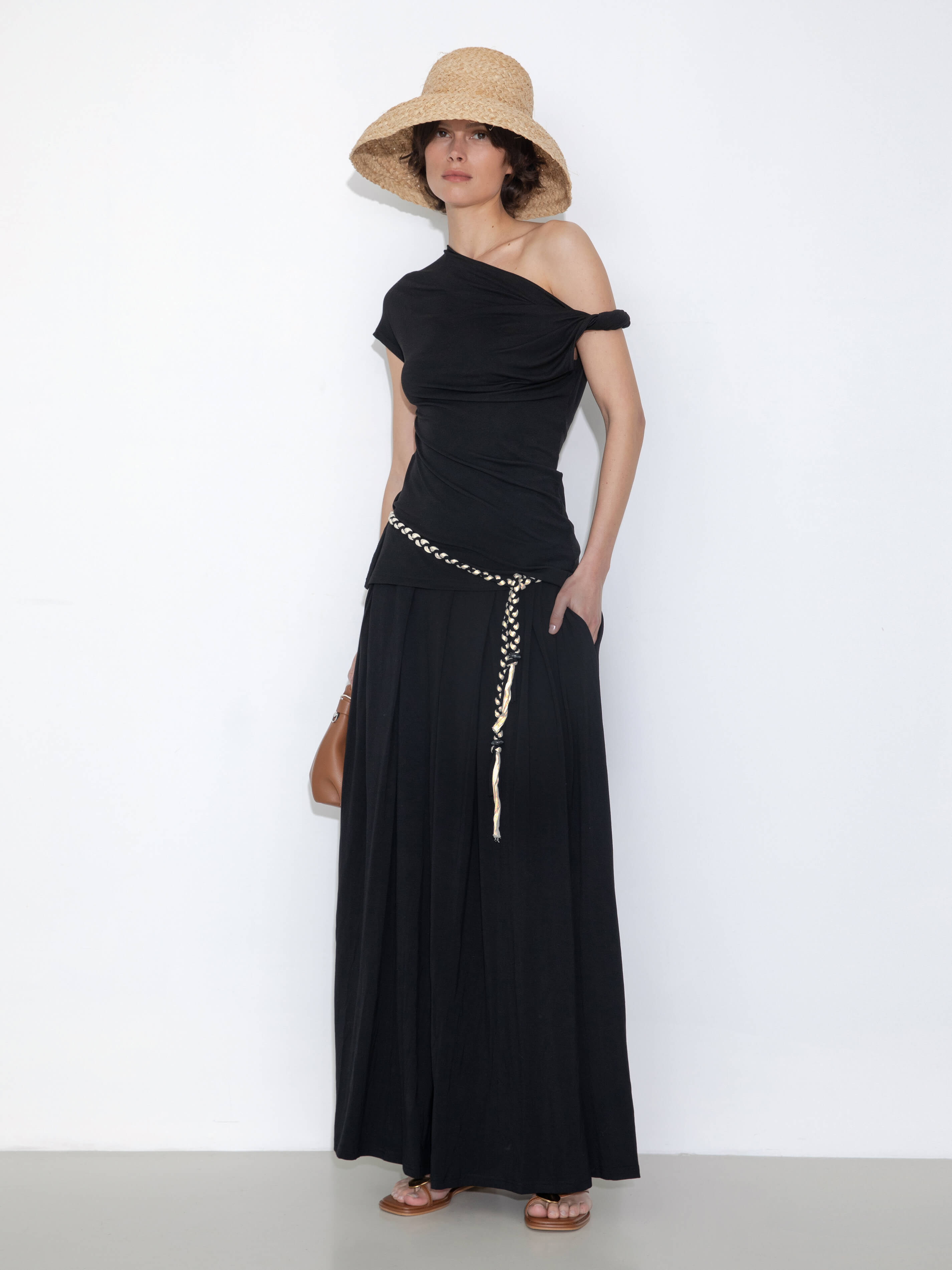 Pleated Hand-Braided High-Stretch Maxi Skirt-12