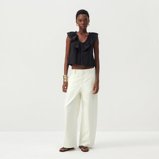 CUBIC Ruffle V-Neck Sleeveless Blouse