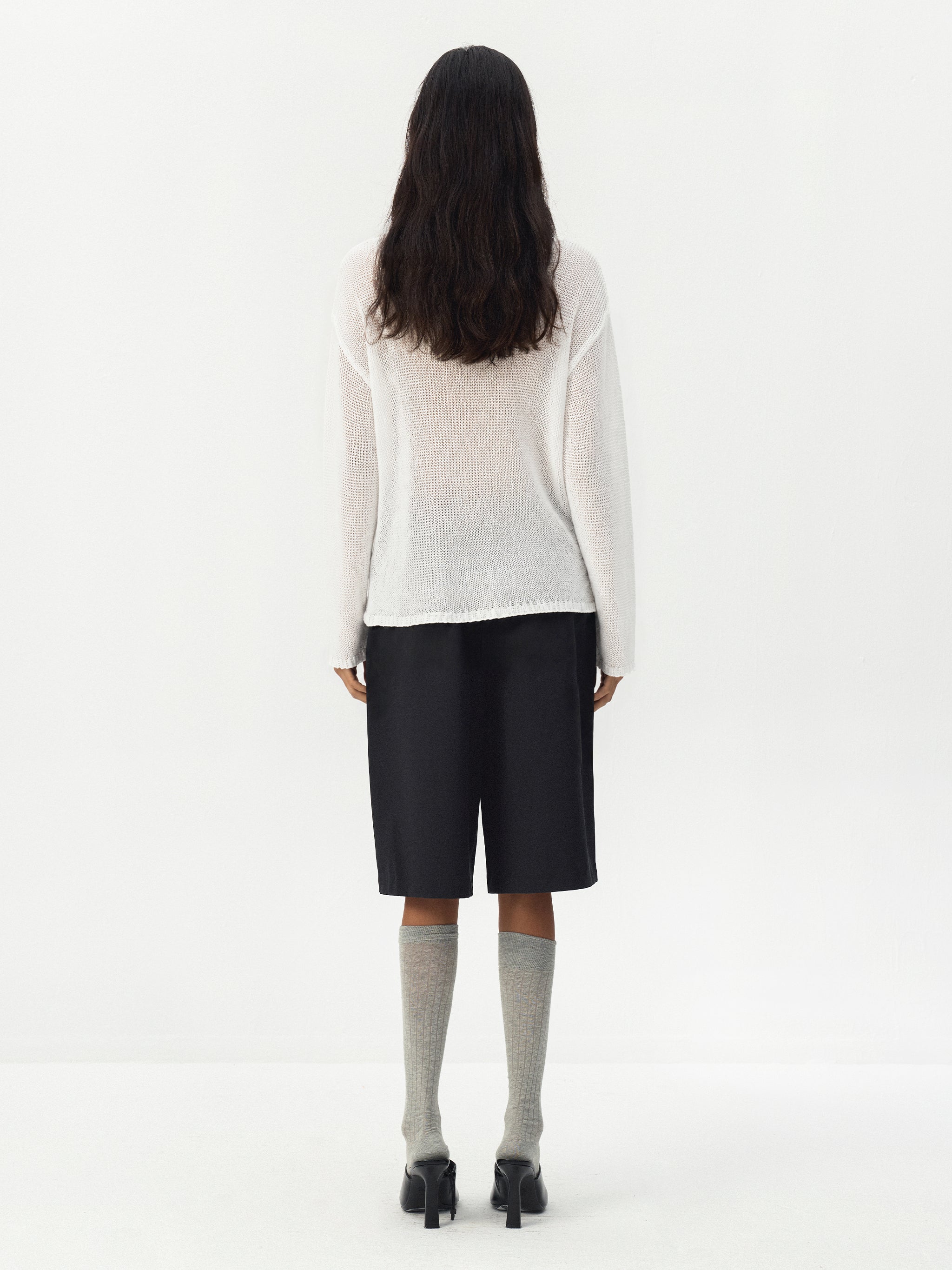 CUBIC Button Detail Open-Knit Top-10
