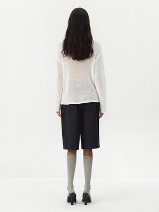 CUBIC Button Detail Open-Knit Top