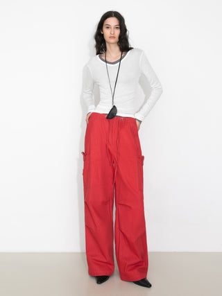 Relaxed Draped Straight-Leg Utility Pants