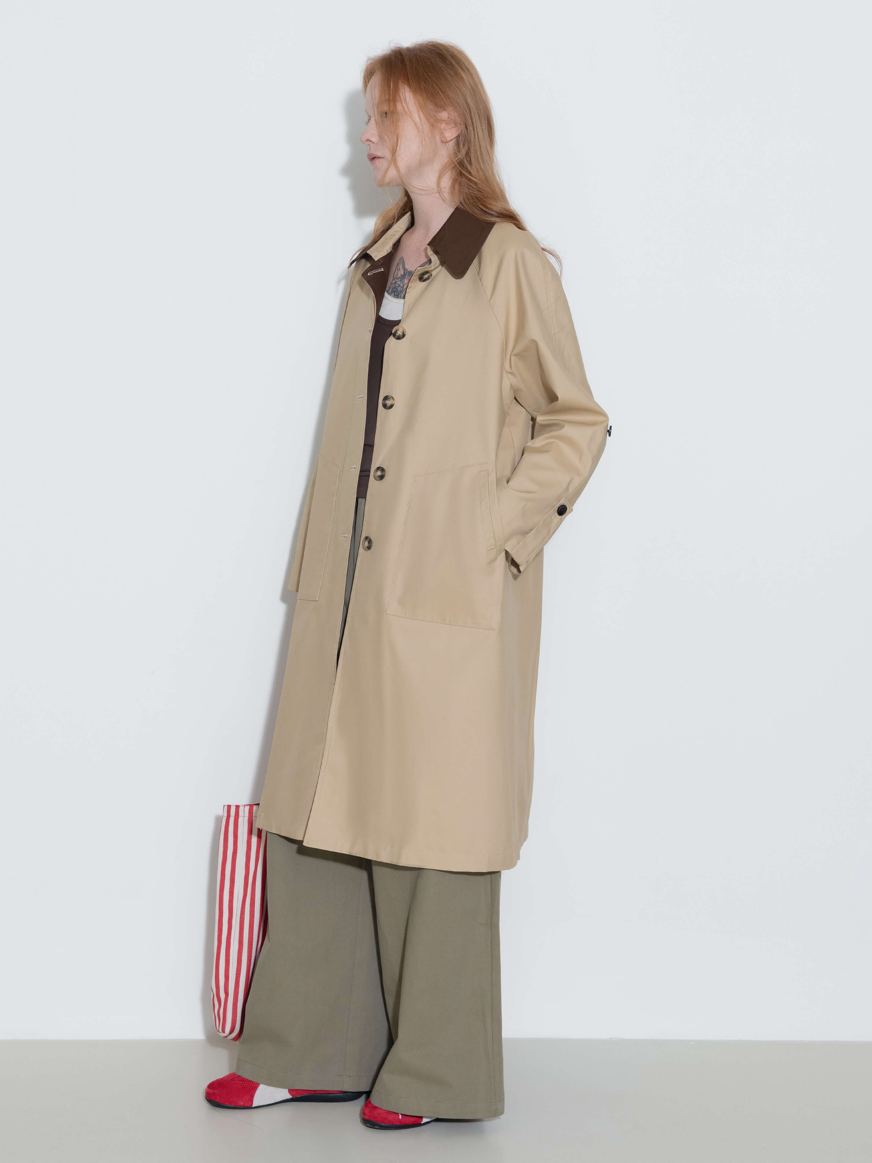 Color-Blocked Collar Long Trench Coat-13