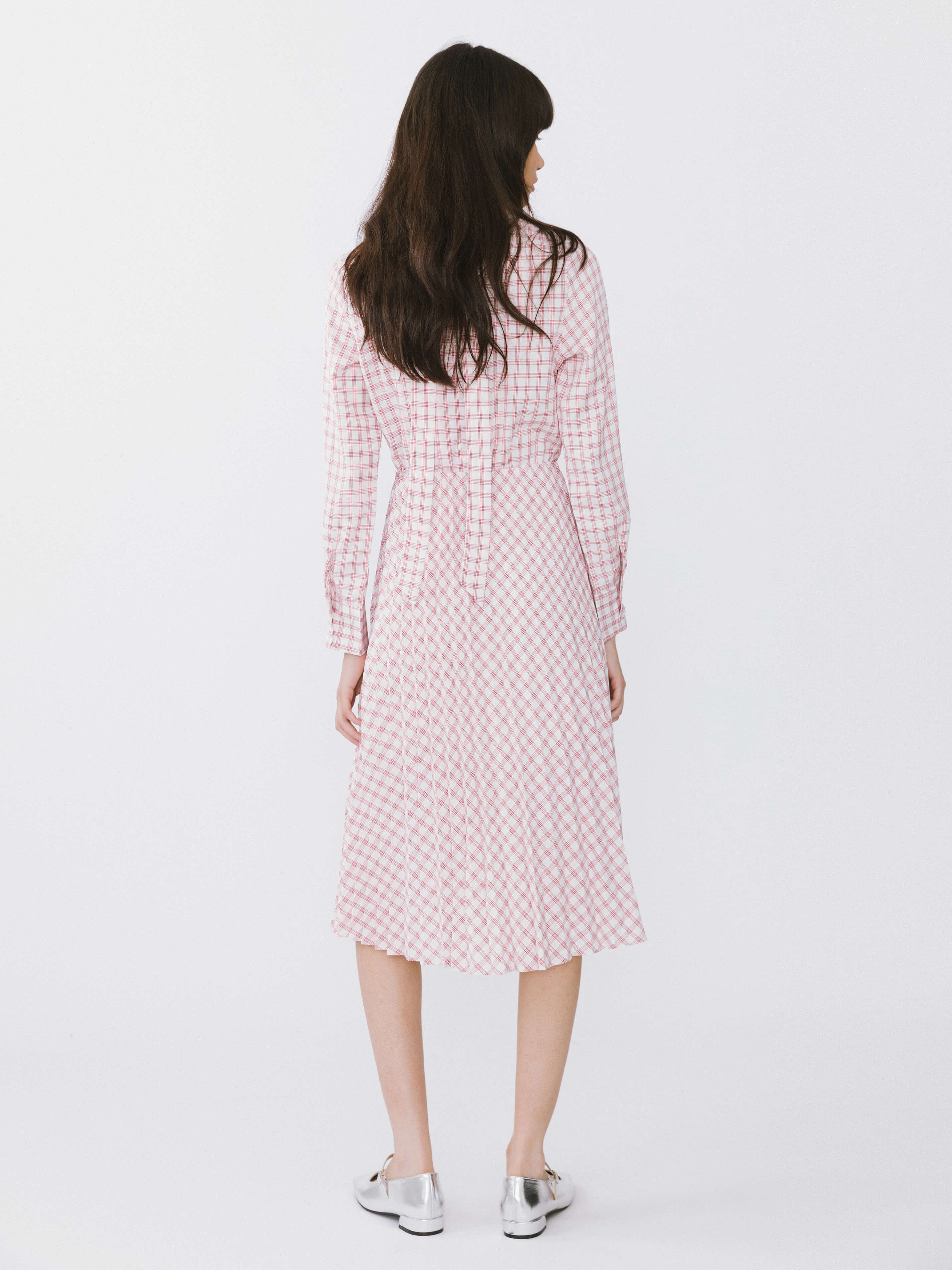 Tartan Neck Tie A-line Dress-14