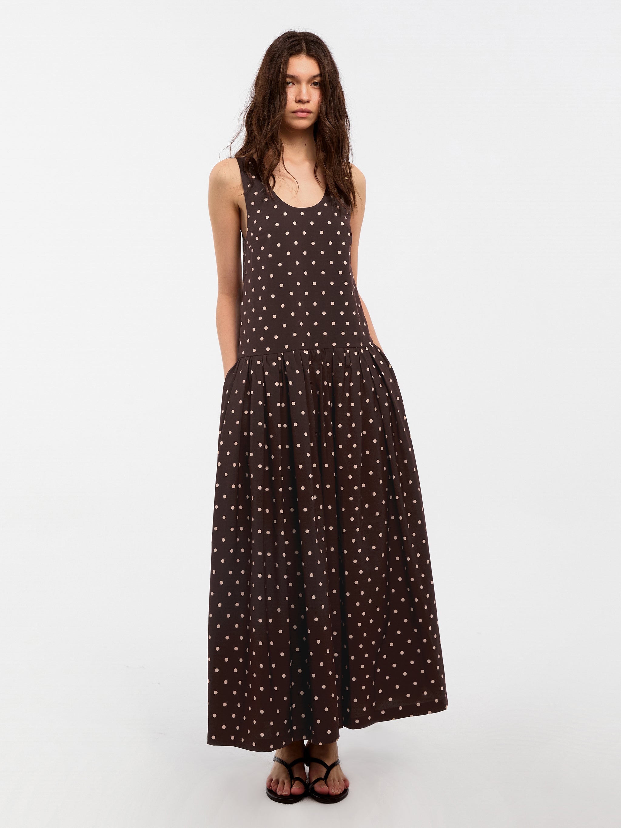 CUBIC Lyocell Solid Color Long Dress-11