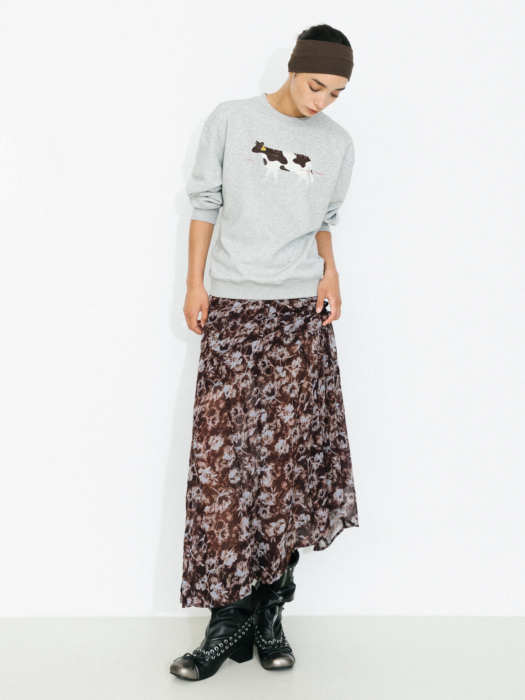 Cow Print Oversized Sweatshirt-11