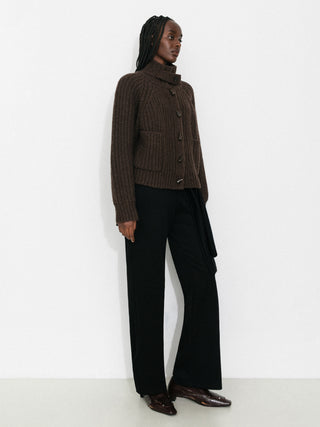 100% Wool Convertible Collar Short Cardigan Coat