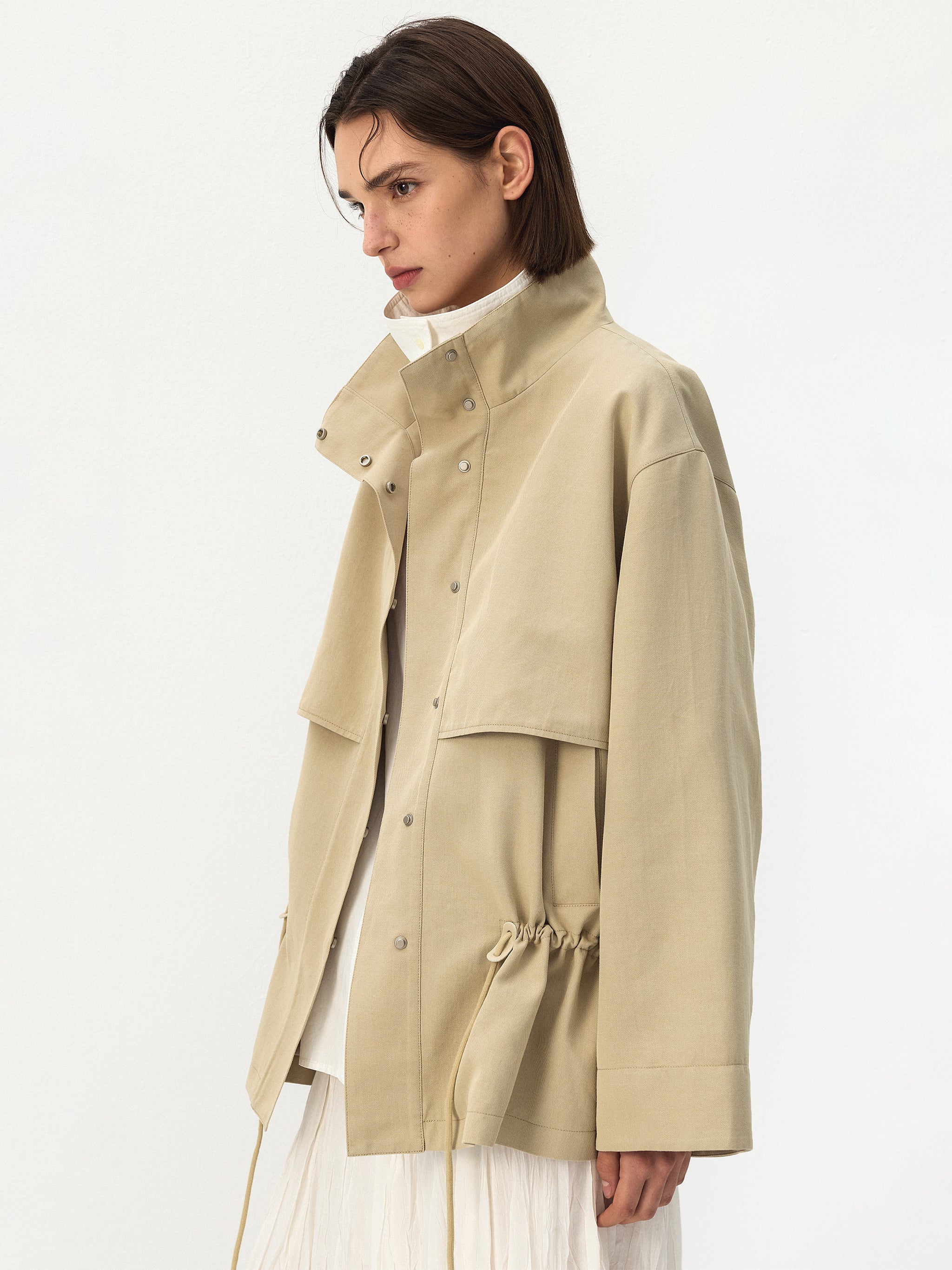 CUBIC Drawstring Cotton Field Jacket-11
