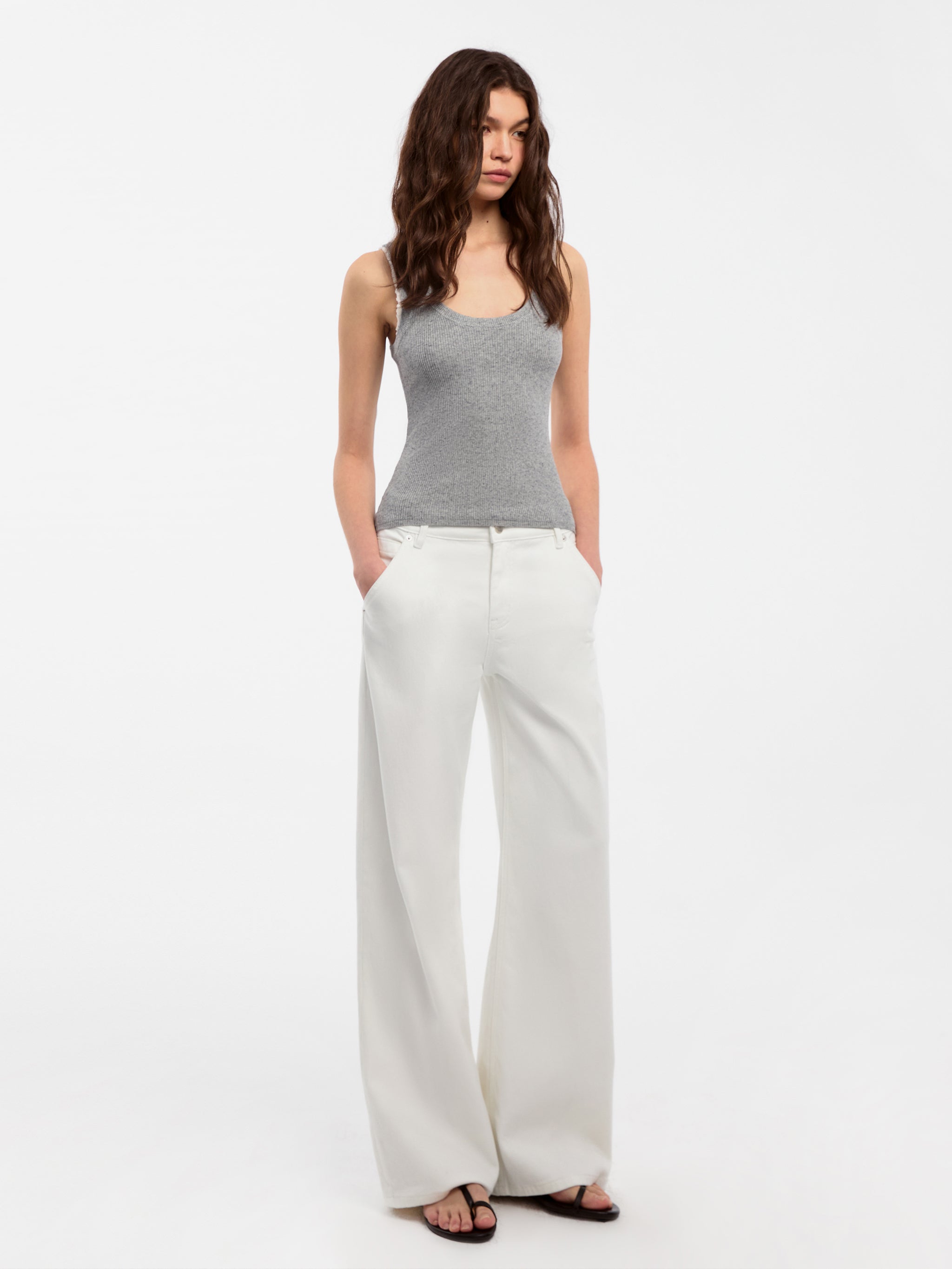 CUBIC Lace-trimmed Linen Knit Vest-11
