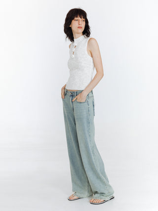 Flower 3D Sleeveless Knit Top