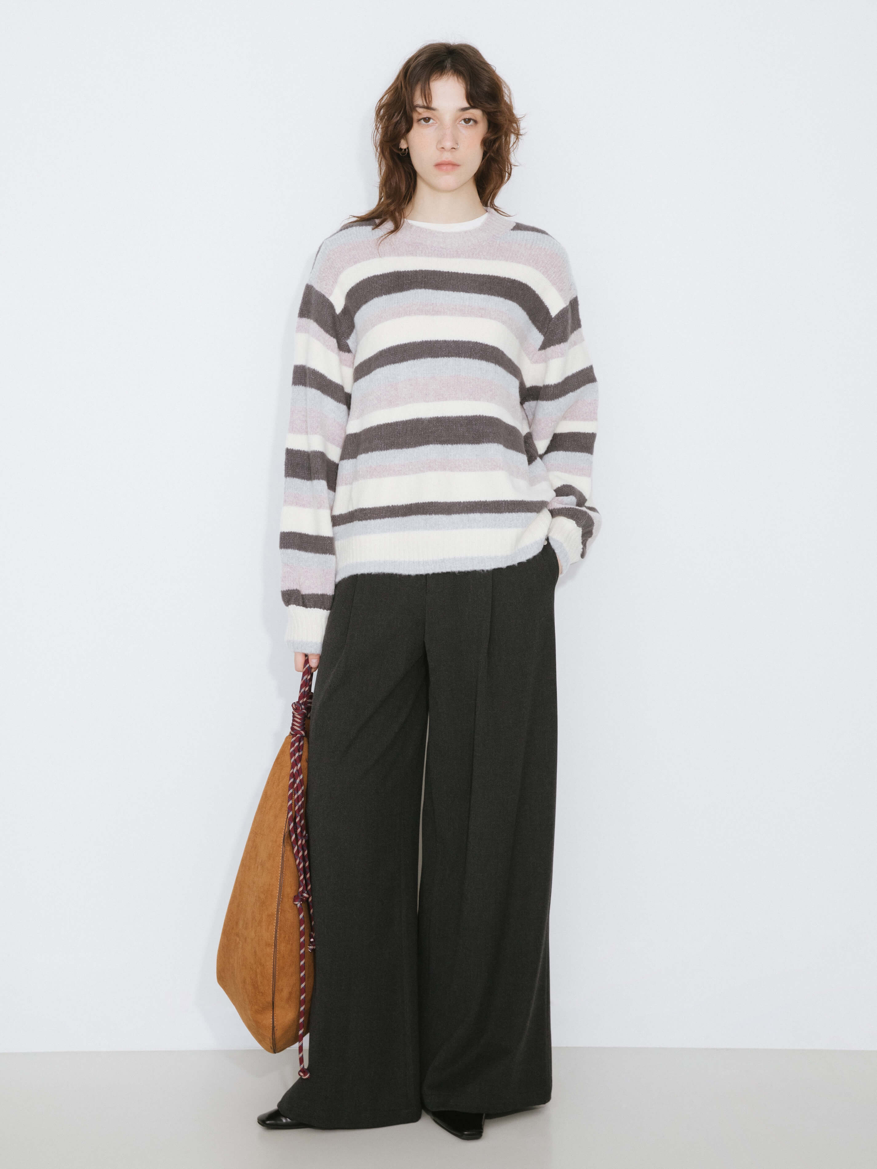 Oversized Striped Crew Knit Sweater-7
