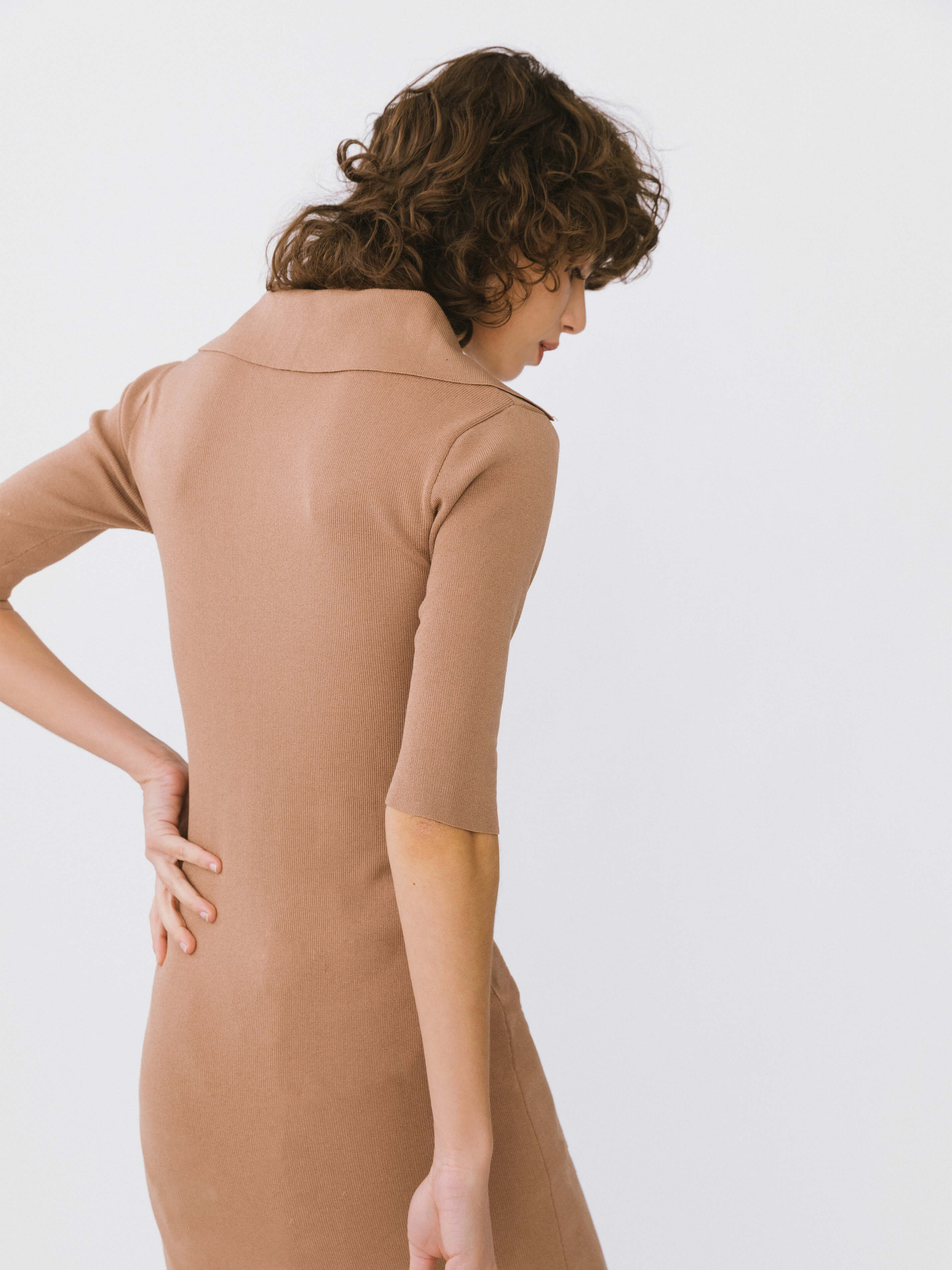 3/4 Sleeve Slitted Dress-6