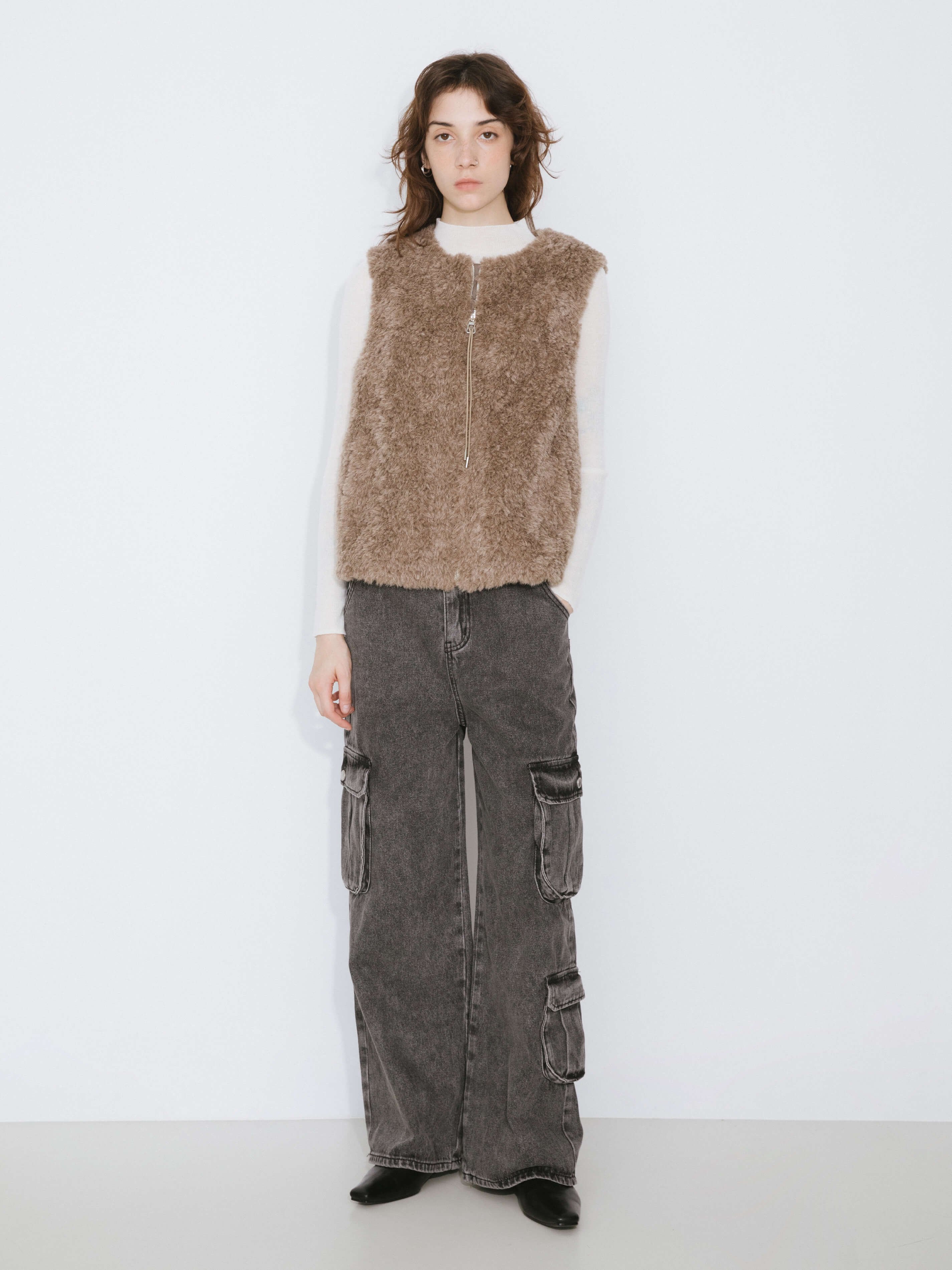 High Rise Cargo Jeans-12