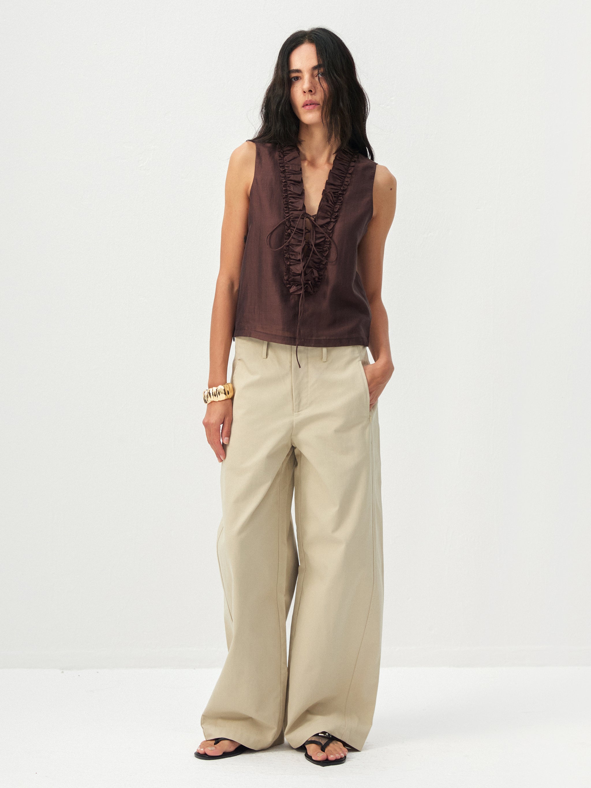CUBIC 100%Cotton Casual Wide-Leg Trousers-11