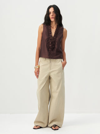 CUBIC 100%Cotton Casual Wide-Leg Trousers