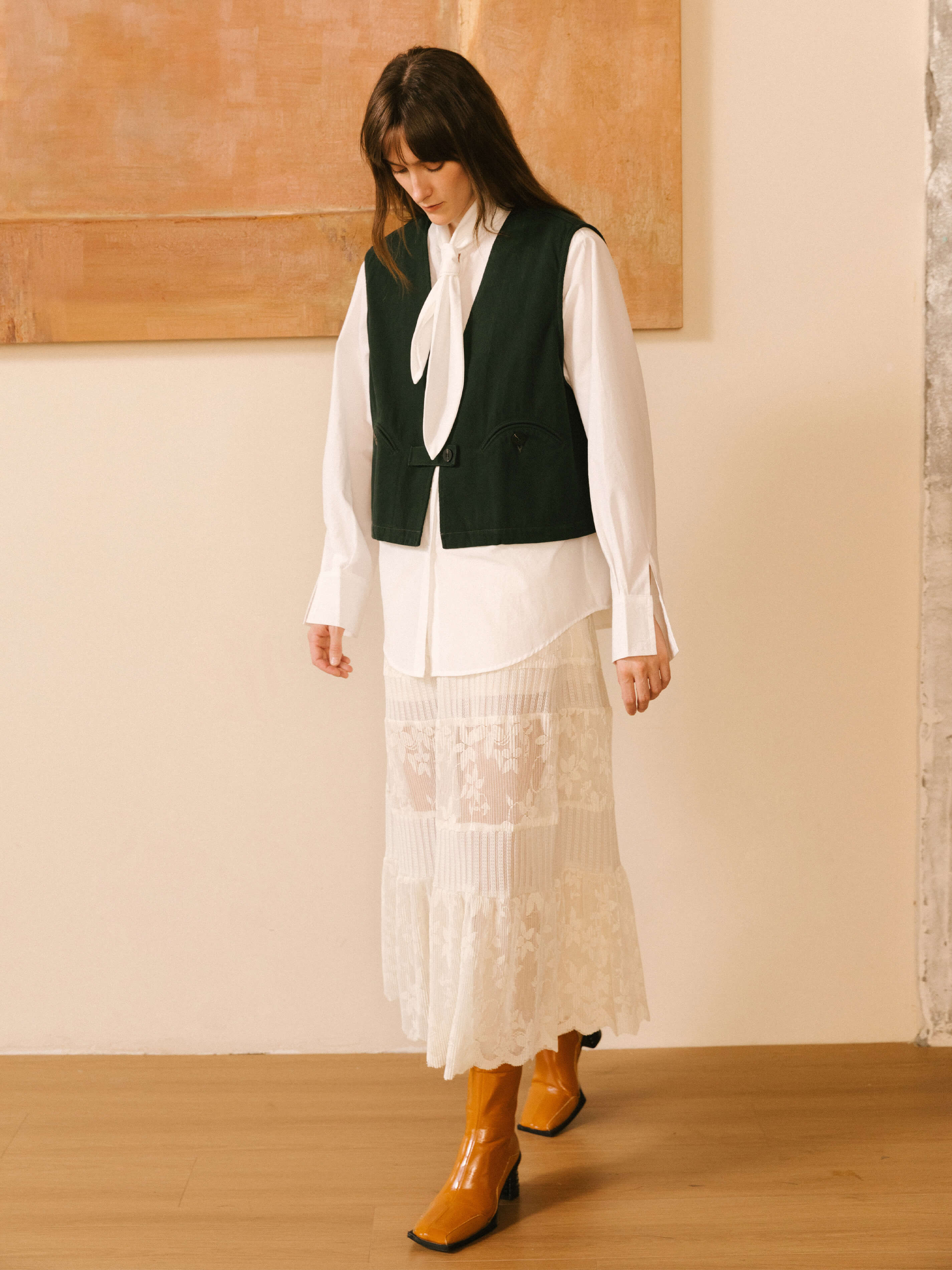 Cropped Double Breasted Twill Waistcoat-12